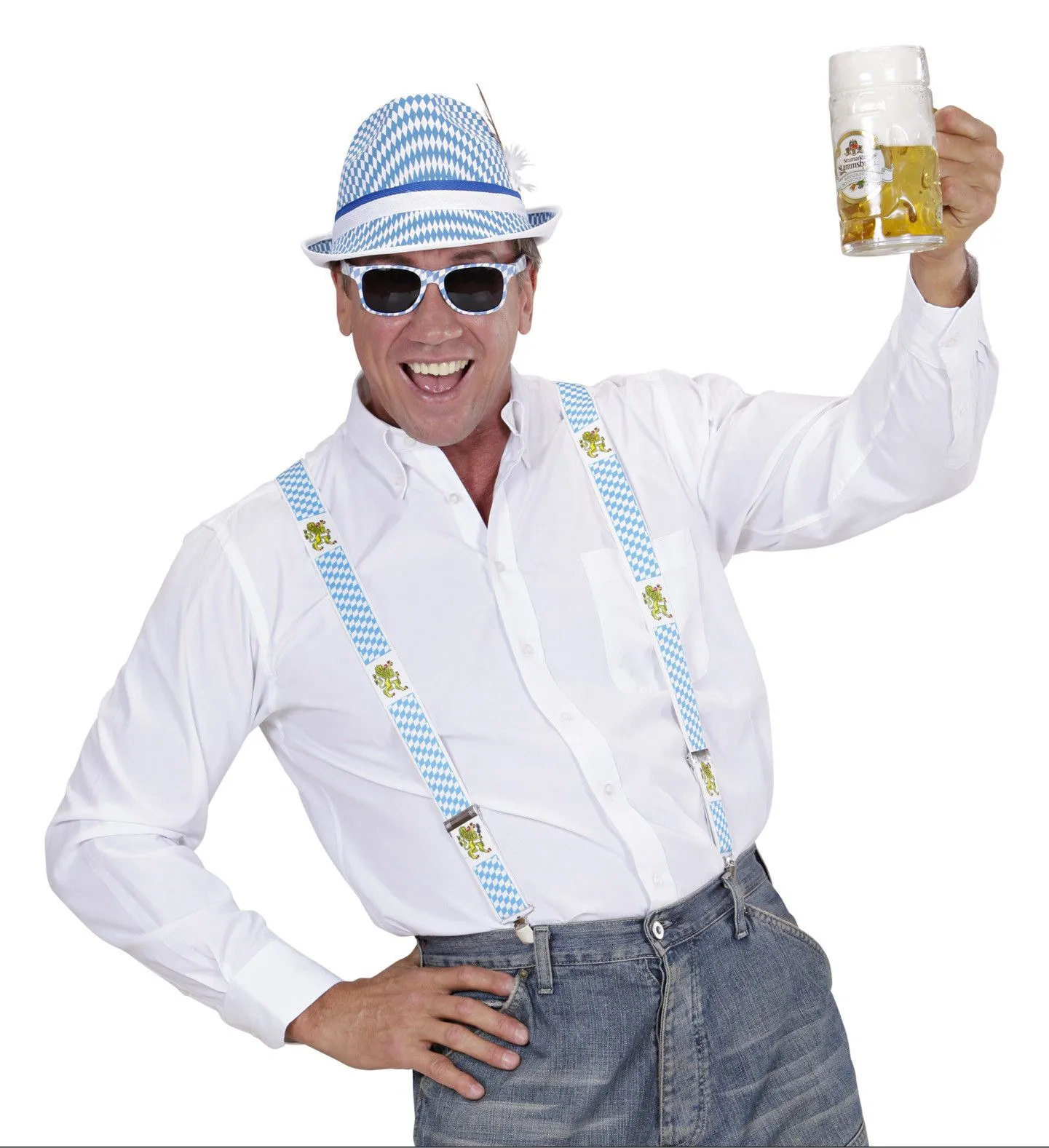 WIDMANN Beiers Hoedje Bayern Print Met Veer 7 WIDMANN Beiers Hoedje Bayern Print Met Veer - Afbeelding 5