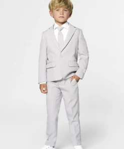 Opposuits Grijze Bruidsjonker Zonder Ringen Jongen Kostuum