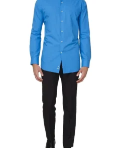 Opposuits Strak Blauwe Luchten Overhemd Lange Mouwen Man