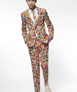 Opposuits Ontplofte Gekleurde Confetti Kanon Jongen Kostuum