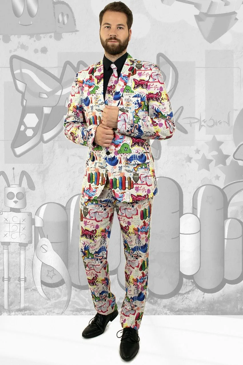 PartyXplosion Graffiti Artiest 3delig Man Kostuum 4 PartyXplosion Graffiti Artiest 3delig Man Kostuum - Afbeelding 2