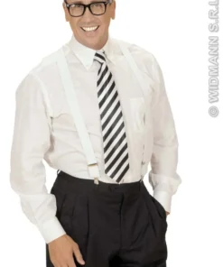 WIDMANN Satijnen Stropdas Wit Met Zwarte Strepen -Andere Beroepen Winkel wdm1014 2995p g