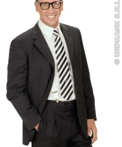 WIDMANN Satijnen Stropdas Wit Met Zwarte Strepen -Andere Beroepen Winkel wdm1014 2995p h