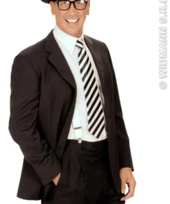 WIDMANN Satijnen Stropdas Wit Met Zwarte Strepen -Andere Beroepen Winkel wdm1014 2995p i